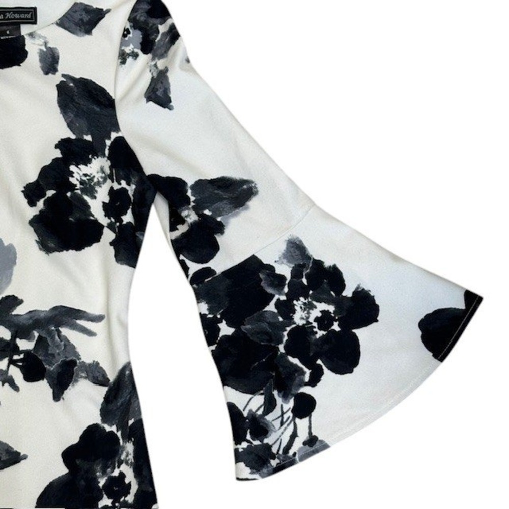 Jessica Howard White Floral Bell Sleeve Sheath‎ Dress Party Cocktail SZ 6 - Picture 6 of 12
